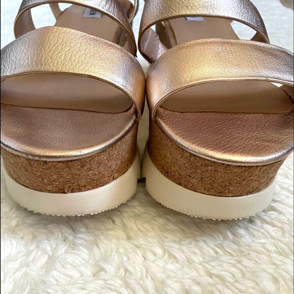 STEVE MADDEN Kirsten Rose Leather Platform Wedge Sandals Strappy Platform 10 - Picture 4 of 12